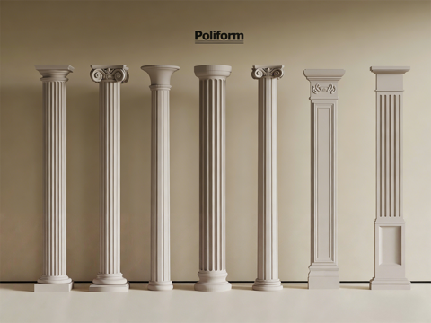  法式柱子 法式罗马柱 圆柱 方柱3d模型 