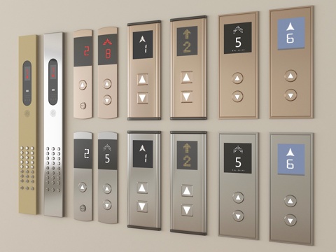 现代电梯开关 电梯按钮 按键 电梯显示器su模型