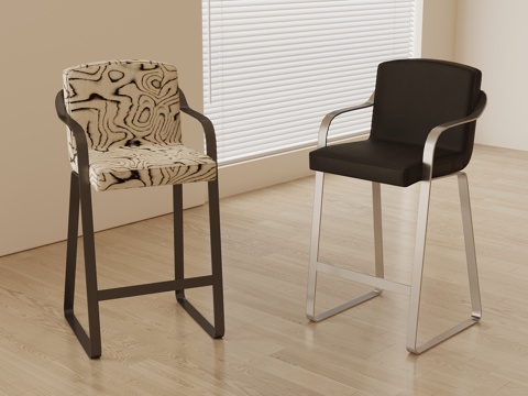 现代法式吧椅su模型