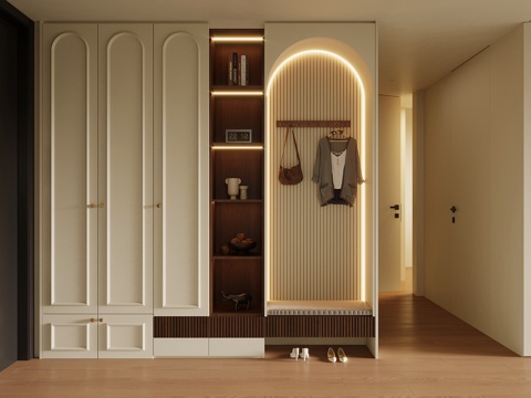  法式中古风鞋柜 入户鞋柜3d模型 