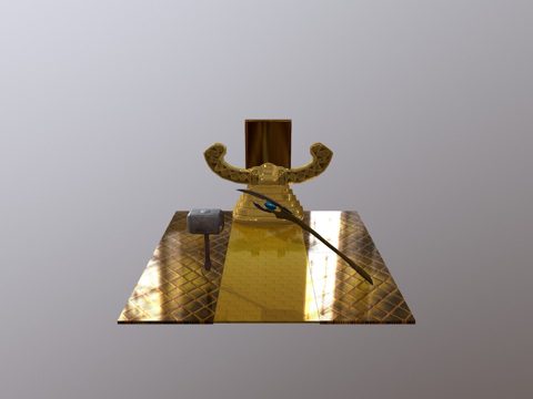  奥丁王座上洛基与托尔的武器3d模型 