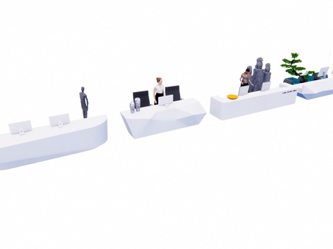  办公空间 前台接待 办公室 公司前台su模型 