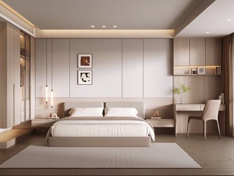  现代卧室3d模型 