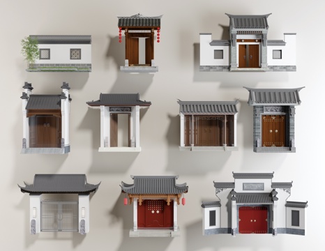  大门 院子大门 新中式大门 院落大门3d模型 