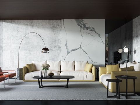  现代客厅沙发组合3d模型 