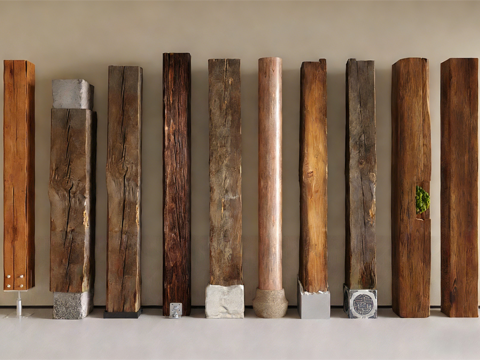  中古侘寂柱子 中古柱子 老木头柱子 侘寂木头3d模型3d模型 