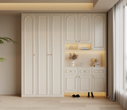  法式奶油风鞋柜 入户鞋柜3d模型 