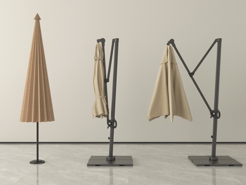  现代户外遮阳伞 太阳伞 折叠伞su模型 