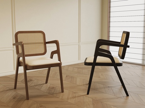  中古复古餐椅 单椅 椅子3d模型 