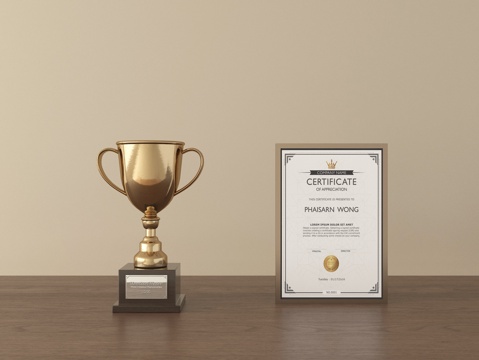 现代奖杯 荣誉证书su模型