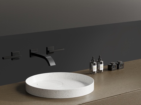 极简洗手盆浴室柜su模型