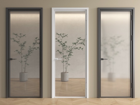  现代玻璃门 单开门 平开门 厨卫门3d模型 