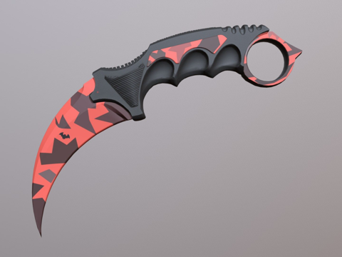  爪刀红色迷彩3d模型 