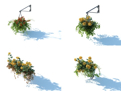  现代吊篮 花篮 花架 花盆3d模型 