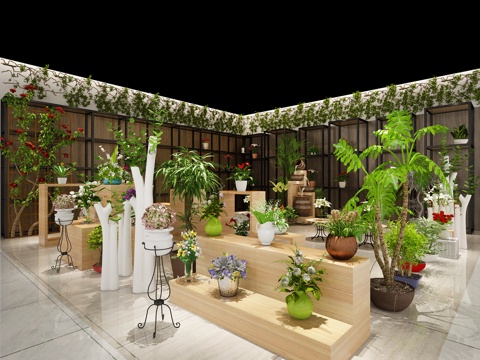  花店 现代风格花店3d模型 