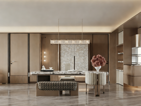  现代轻奢玄关 入户玄关 轻奢玄关 品茗区3d模型 