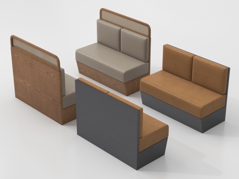  现代卡座沙发3d模型 