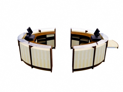  大厅 前台接待 办公 工装su模型 