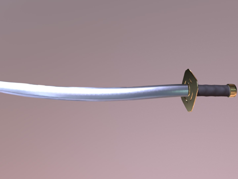  带材质的简易武士刀3d模型 