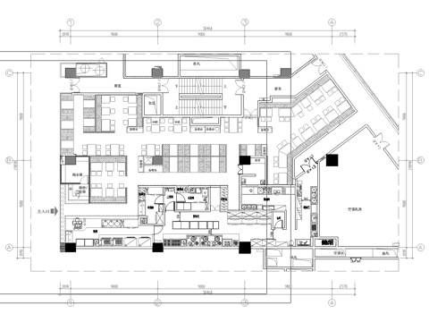 600平特色西餐厅  最新平面施工图合集cad施工图