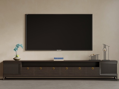  新中式电视柜3d模型 