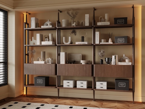  中古风书架su模型 