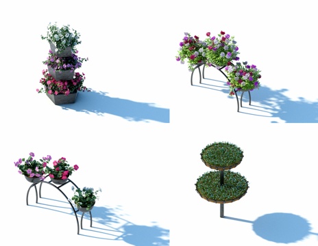  现代吊篮 花篮 花架 花盆3d模型 
