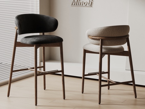  Minotti现代单人椅 餐椅 布艺椅子 吧椅3d模型 