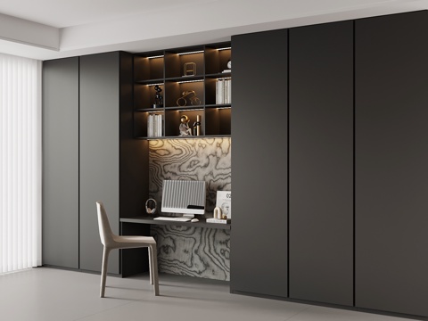  现代意式衣柜 书桌3d模型 