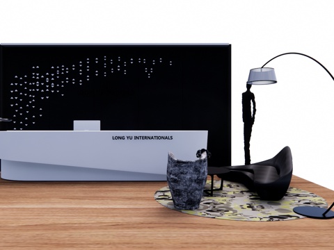  电脑 办公 前台接待 酒店前台 大厅 办公空间su模型 