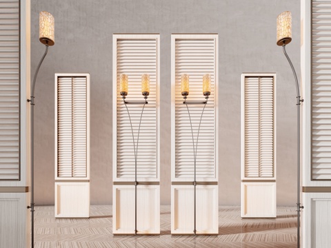 CCD酒店屏风 格栅屏风 现代玻璃屏风 夹丝玻璃屏风 隔断组su模型