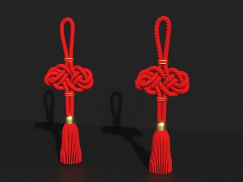  平安结春节祈福中国结新年挂件流苏装饰3d模型 