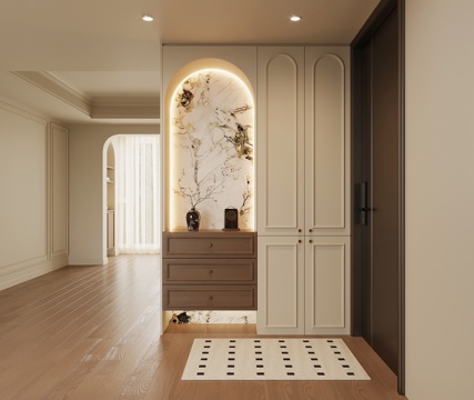  法式中古风鞋柜 入户鞋柜3d模型 