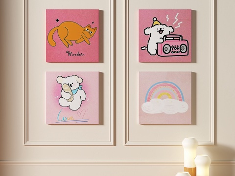  现代，儿童，组合，简约，抽象，装饰画3d模型 