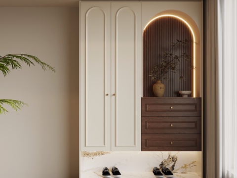 法式中古风鞋柜 入户鞋柜su模型