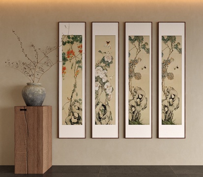  新中式挂画组合3d模型 