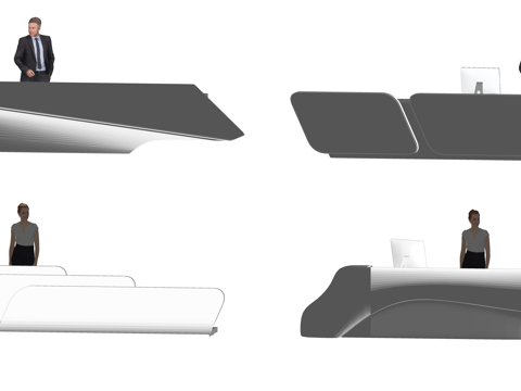  办公空间 工装 电脑 公司前台 前台接待su模型 