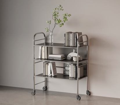  现代意式置物架 书架 小推车3d模型 