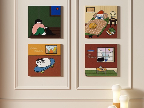  现代，儿童，组合，简约，抽象，装饰画3d模型 