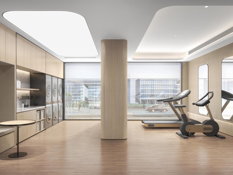  现代酒店洗衣房健身房全季3d模型 