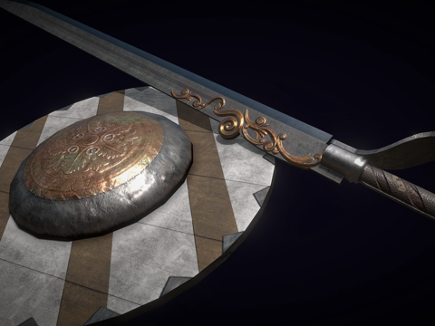  装饰剑盾3d模型 