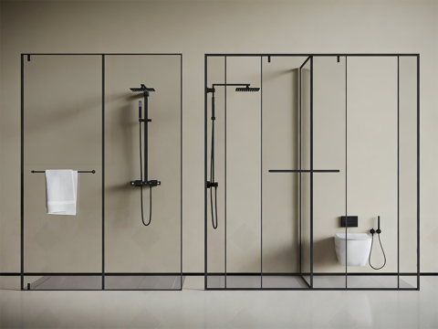  淋浴间 现代淋浴房 淋浴隔断 花洒3d模型 