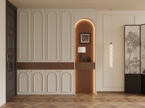  法式中古风鞋柜 入户鞋柜3d模型 