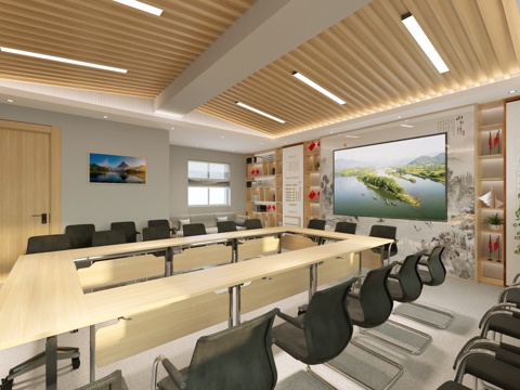  现代会议室 会议桌椅3D模型3d模型 