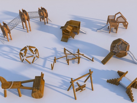  现代儿童器材组合3d模型 