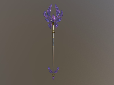  低多边形结晶法杖3d模型 