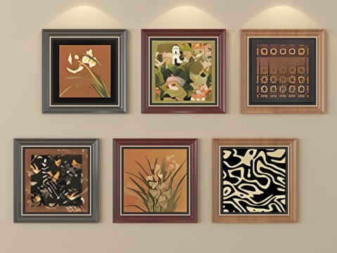  中古风侘寂挂画 装饰画3d模型 