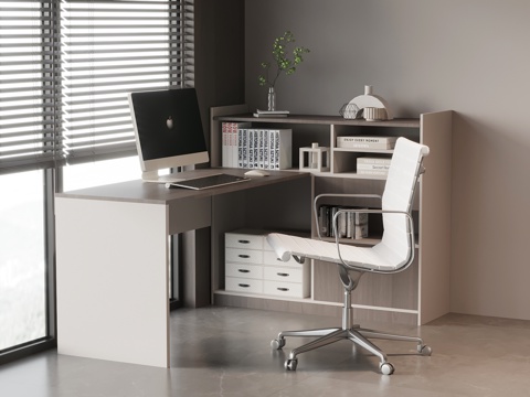  现代意式书桌椅 办公桌椅3d模型 