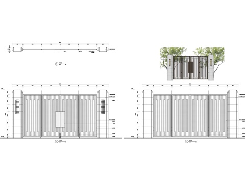 门 铁艺门 欧式铁艺门 入口大门 大门cad施工图