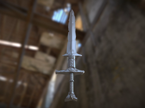  铁质巨剑磨损3d模型 